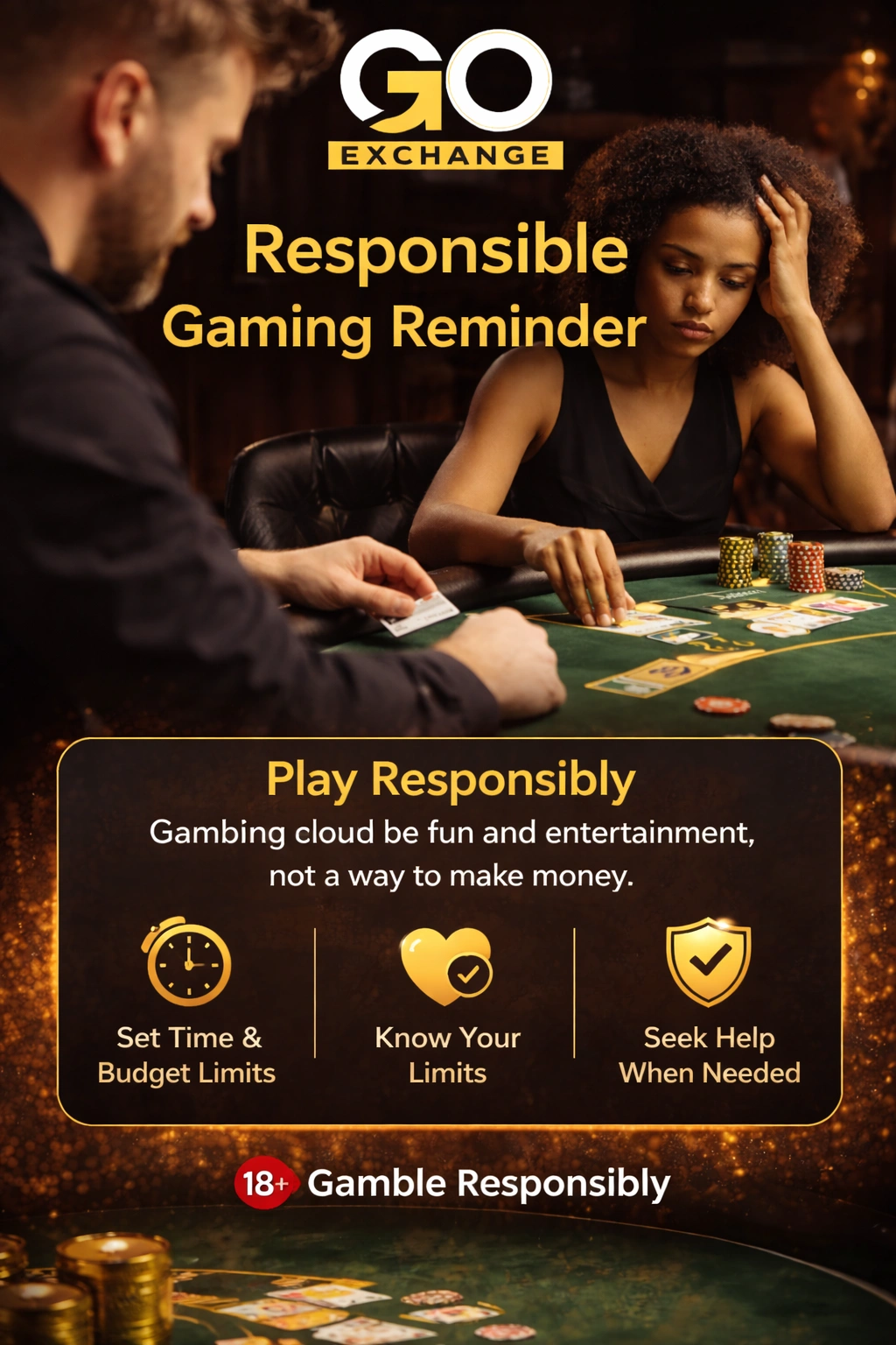 GoExch9 Responsible Gaming Reminder – Play Safe 18+ Only
