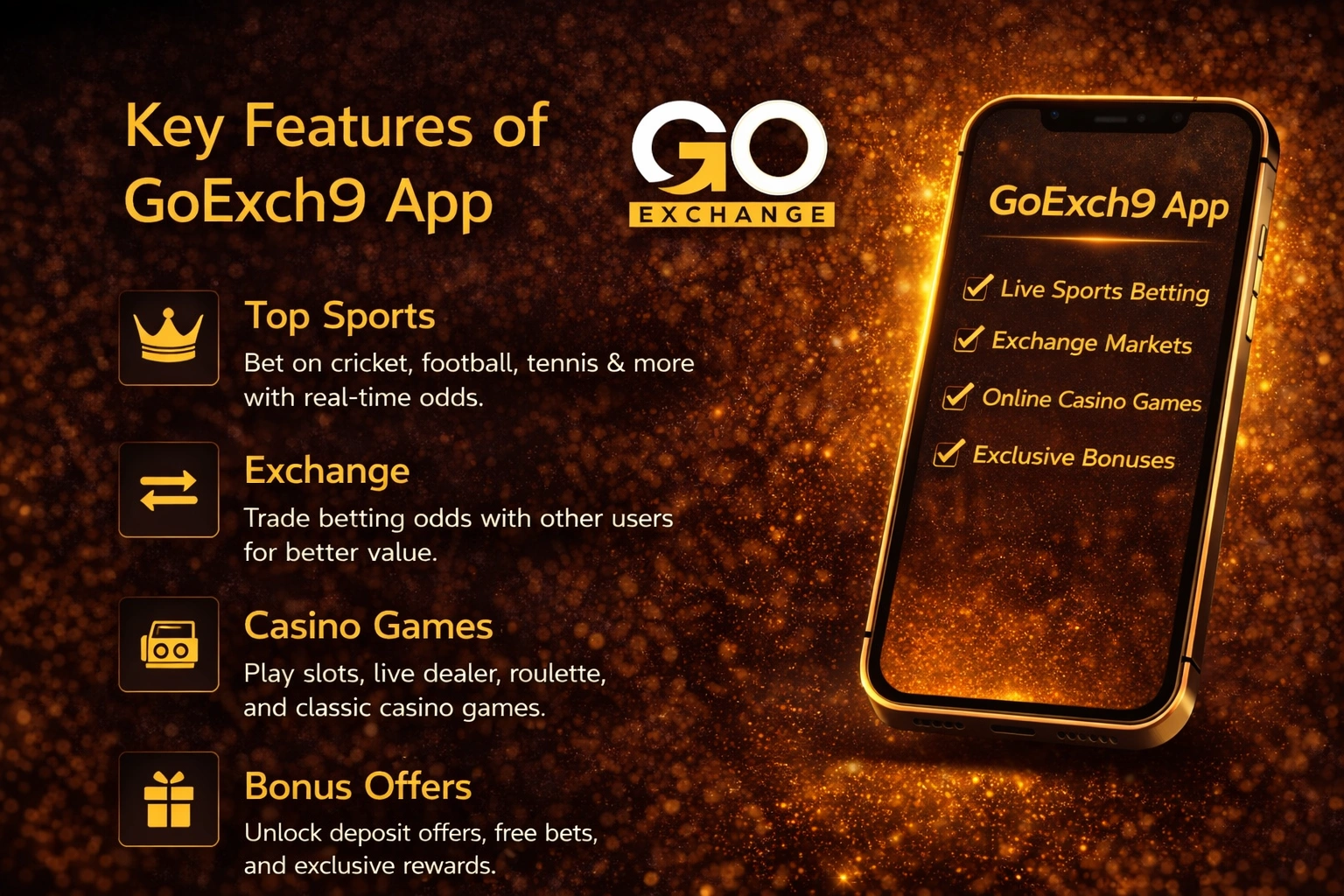 Key Features of GoExch9 App – Mobile Sports & Casino Platform