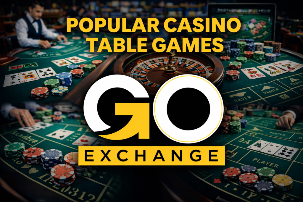 Go Exchange Popular Casino Table Games Blackjack Roulette Poker Baccarat